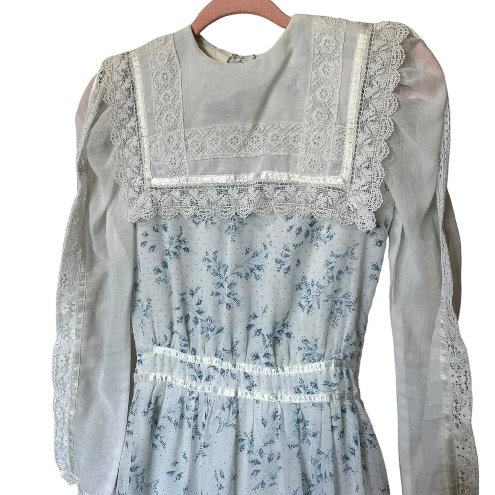 RARE 1960s Gunne Sax Boho Cottagecore Fairycore Peasant Dress - Picture 4 of 14